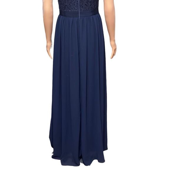 INA (i:na) Navy Lace Spaghetti Strap Long Gown - Picture 9 of 16